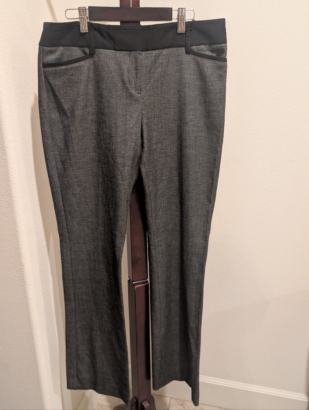 Express Gray Cotton Blend Straight-Leg Trousers, Size 6 - NEW